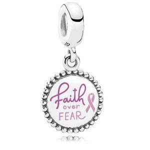 PANDORA Faith Over Fear Dangle Charm, Pink Enamel*NEW*RETIRED*